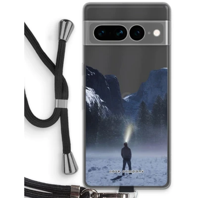 Afbeelding van Case Company® hoesje met Koord geschikt voor Google Pixel 7 Pro Wanderlust Telefoonhoesje Zwart Bescherming aan alle Kanten en Over de Schermrand