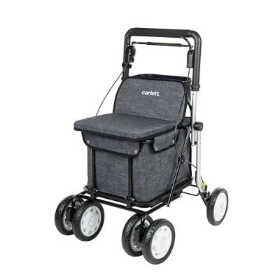 Afbeelding van Carlett Comfort Assist Lett900P Opvouwbare boodschappentrolley met 4 wielen medisch product klasse I goedgekeurd afneembare tas 38 l/15 kg dienblad voor voorwerpen grijs
