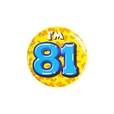 Afbeelding van Paper Dreams Button I&#039;m 81 Staal 5,5 Cm Geel/blauw