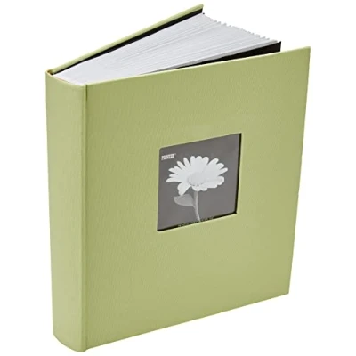 Afbeelding van Fotoalbum met stoffen omslag, 200 vakken voor foto&#039;s van 12,7 x 17,8 cm, saliegroen