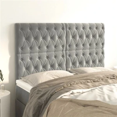 Afbeelding van vidaXL Hoofdborden 4 st 80x7x78/88 cm fluweel lichtgrijs