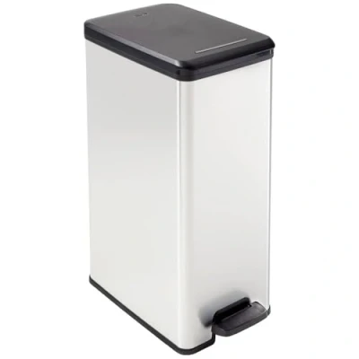 Afbeelding van Curver DECO Bin 240640 Afvalbak 40 l (b x h d) 250 610 420 mm Zilver, Zwart 1 stuk(s)