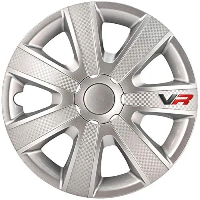 Image de AUTO STYLE Jeu d&#039;enjoliveurs VR 16 inch argent/look carboné/logo