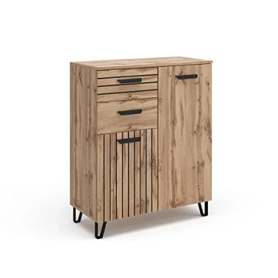 Afbeelding van Vicco Amber Ladekast, eiken/zwart, 80 x 100 cm