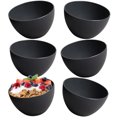 Afbeelding van Hausfelder Bowl mueslikommen set van 6 onbreekbaar 750 ml soepkommen dessertkommen kom kunststof (antraciet zwart)