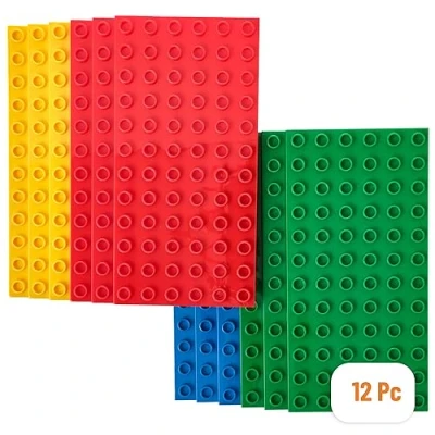 Afbeelding van 12 stuks Big Briks grondplaten kwaliteit voor grote bakstenen / met noppen compatibel de grootste merken 19 x 9,5 cm geel