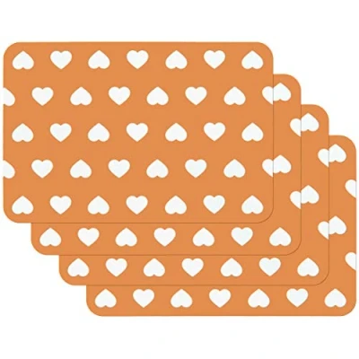 Afbeelding van Venilia 59053 Tafelset, hartvormig, oranje, 45 x 30 cm, 4 delig, antislip, hittebestendig, van polypropyleen
