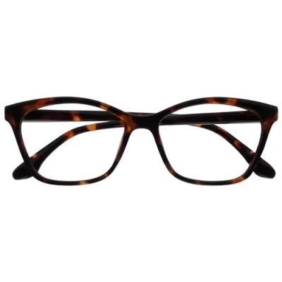 Image de OPULIZE KAT Lunettes de lecture Monture élégante œil chat Hommes et femmes Charnières à ressort R59, Marron brillant Carey, +3.00 Dioptrías