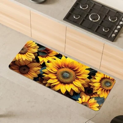 Afbeelding van Comart, Keukenloper Austin van polyester, bedrukt, antislip, zonnebloemen, 50 x 130 cm