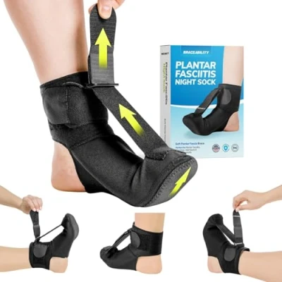 Afbeelding van BraceAbility Nacht plantaire fasciitis sok Zachte stretch laars brace om te slapen, achillespees, voetsteun (medium)