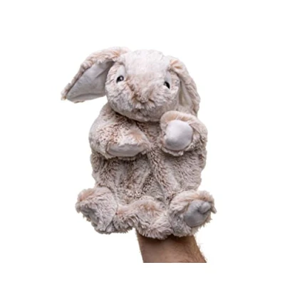 Afbeelding van Uni Toys Handpop konijn (bruin gemêleerd) 24 cm (hoogte) pluche pop, dier