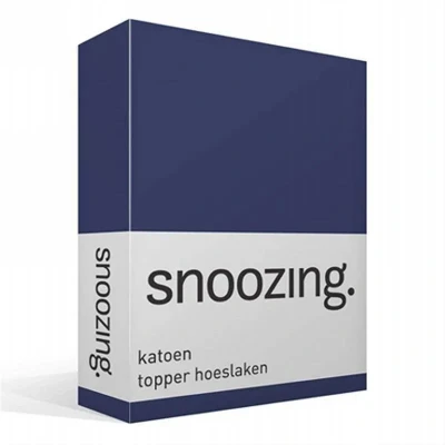 Afbeelding van Snoozing Katoen Topper Hoeslaken Lits jumeaux 180x200 cm Navy