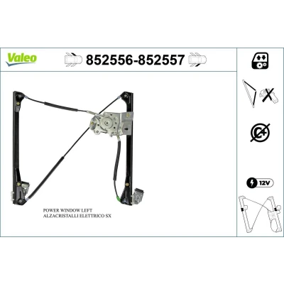 Afbeelding van Valeo Raammechanisme Links voor Electrisch Zonder elektro motor comfortfuncties 852556 VOLKSWAGEN: Polo III Hatchback