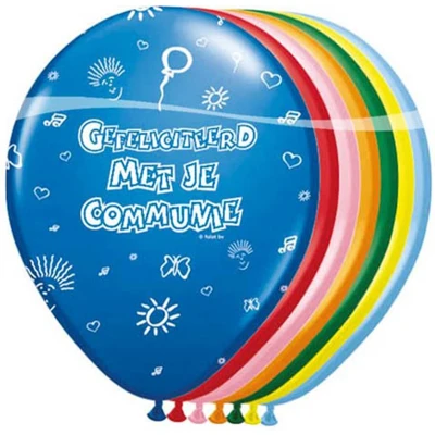 Afbeelding van Ballon Communie gekleurd 8 stuks