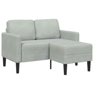 Afbeelding van vidaXL 2 zitsbank met chaise longue L lichtgrijs 125 cm fluweel