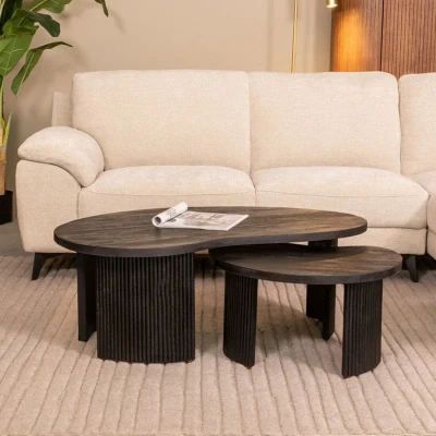 Afbeelding van LABEL51 Timon Salontafel Zwart Mangohout 100 cm