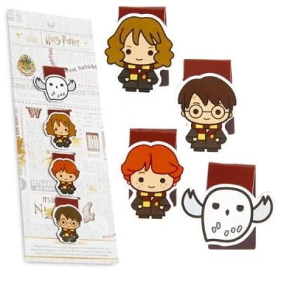 Afbeelding van Harry Potter Magnetische bladwijzers voor school, universiteit, 4 stuks, kinderen, tieners, vrouwen, studenten, leraren, kerstcadeaus lezers,
