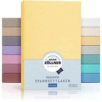 Image de Julius Zöllner Lot de 2 draps Housses en Jersey pour lit bébé et Enfant 100% Coton Certifié Oeko Tex Standard 100 Dimensions : 60 x 120 cm / 70 140 Banana