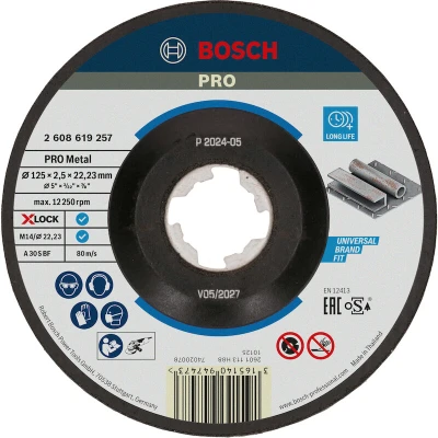 Image de BOSCH 2608619257 Disque abrasif X LOCK courbé Expert pour métal 125x2.5x22.23mm