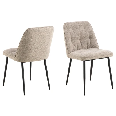 Afbeelding van Hjem Interiors Brooke Beige Bouclé Eetkamerstoel