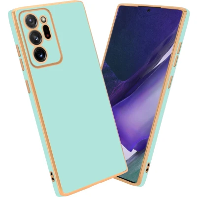 Afbeelding van Cadorabo Hoesje geschikt voor Samsung Galaxy NOTE 20 ULTRA in Glossy Mintgroen Goud Beschermhoes Case Cover van flexibel TPU silicone en met camerabescherming