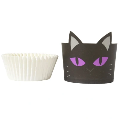 Afbeelding van PME Halloween Cupcake Cups Zwarte Kat Ø45mm 12st.