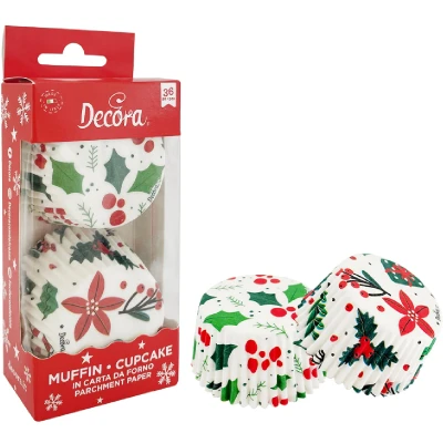 Afbeelding van Cupcake Cups Kerst Best Wishes Ø50x32(h)mm 36 stuks