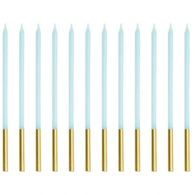 Afbeelding van TaartKaarsjes blauw goud 12 kaarsjes taartdecoratie