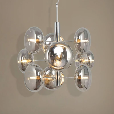 Afbeelding van Hanglamp explosie 9 lamps, chroom/rookgrijs