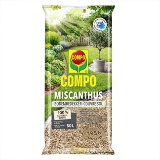 Afbeelding van COMPO Miscanthus 100% natuurlijke bodembedekker voor sierperken en groentebedden voorkomt onkruidgroei vruchtrot zak 50 L