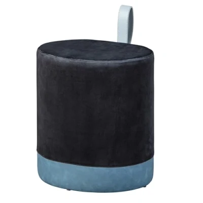 Afbeelding van Interlink sas Poef Osane zwart blauw velvet
