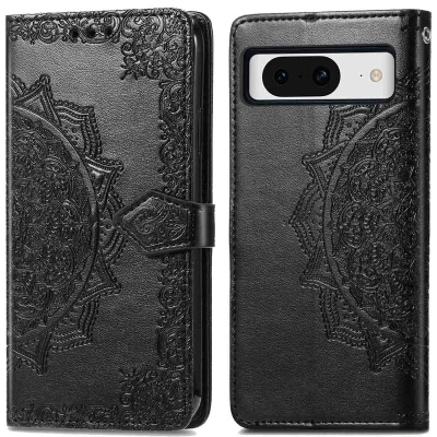Afbeelding van iMoshion Hoesje Geschikt voor Google Pixel 8 Met Pasjeshouder Mandala Bookcase Zwart