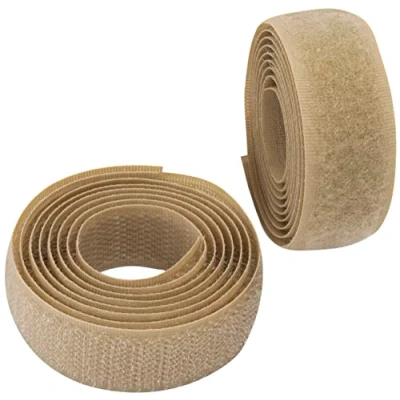 Afbeelding van AERZETIX C65925 Band/rol klittenband 20 mm 1 meter kabelorganizer/klem tasband voor kleding en riem kleur: donker beige in polyamide polyester