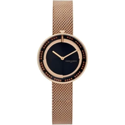 Afbeelding van Pierre Cardin Dameshorloge analoog kwarts moeras, Rose goud/zwart, armband