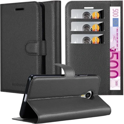 Afbeelding van Cadorabo Hoesje geschikt voor MEIZU MX4 in PHANTOM ZWART Beschermhoes met magnetische sluiting, standfunctie en kaartvakje Book Case Cover Etui