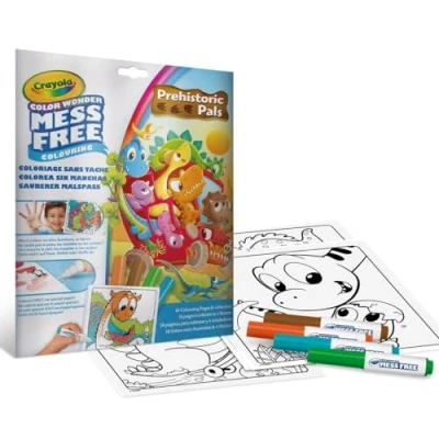Afbeelding van Crayola Color Wonder, schilderset met 18 pagina&#039;s om in te kleuren en 4 viltstiften, motief vrienden dinosaurus, creatieve activiteit voor kinderen, 3,4,5 jaar, 75 7158