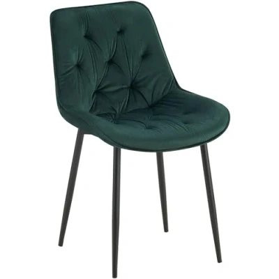 Afbeelding van CLP Wallace Eetkamerstoel Zonder armleuning Metalen frame Vloerbeschermers Velvet Fluweel groen