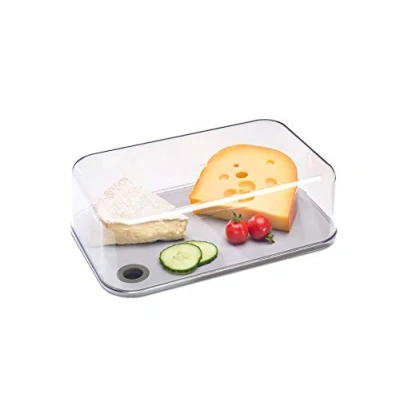 Image de Mepal Cloche à Fromage Modula Blanc capacité 2800 ml boîte de conservation spéciale réfrigérateur pour fromages Planche découper incluse convient au lave vaisselle