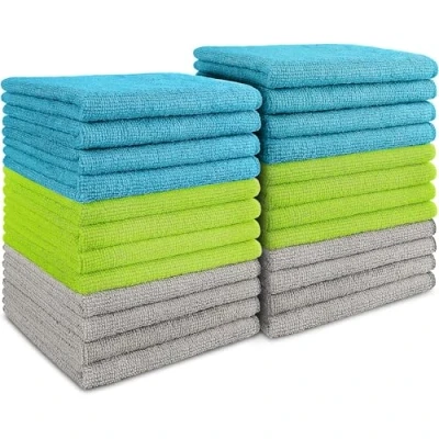Afbeelding van microvezeldoekjes, 24 stuks, theedoeken, poetsdoekjes, raamdoekjes, zacht, zeer absorberend, pluisvrij, streepvrij, voor huis, keuken, auto, 30 x cm