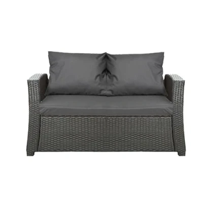 Afbeelding van Setgarden® Buitenkussen voor tuinbank, polyrotan zitkussen schommelbank, polyrotan, outdoor kussen antraciet, 110 x 50 cm
