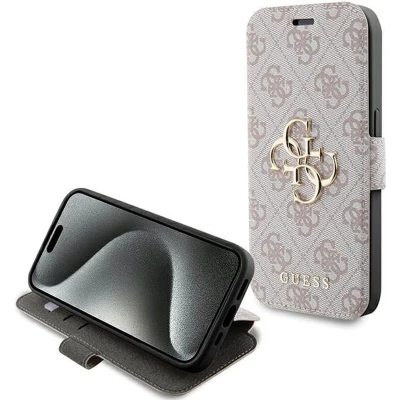 Afbeelding van Guess 4G Metal Logo Book Case Geschikt voor Apple iPhone 15 Pro (6.1&quot;) Roze