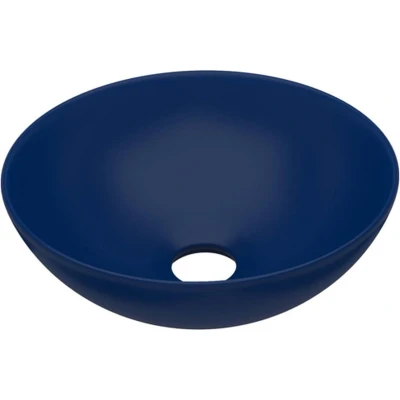 Afbeelding van Wastafel rond keramiek donkerblauw