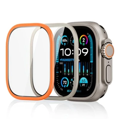Afbeelding van ESR Armorite displaybeschermfolie voor Apple Watch Ultra 2/1 (2023/2022, 49 mm), bescherming van militaire kwaliteit, gehard glas met frame roestvrij staal, metaal, titanium en