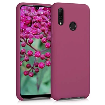 Afbeelding van kwmobile telefoonhoesje geschikt voor Huawei P Smart (2019) Hoesje met siliconen coating Smartphone case in granaatappelrood