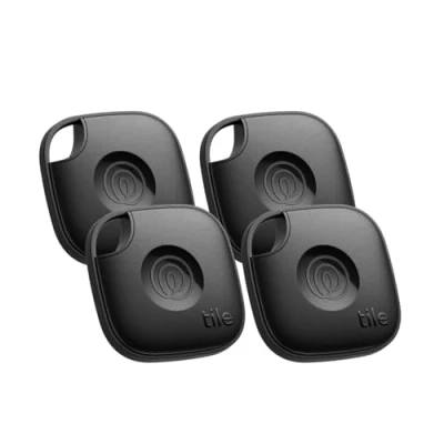 Afbeelding van Tile Mate (2024) Bluetooth Tracker, Item Locator voor Sleutels, Tassen en Meer. Telefoonzoeker. Compatibel met iOS Android. 4 stuks (zwart)