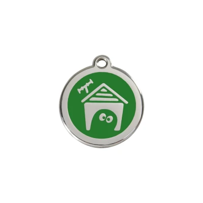Afbeelding van Dog House Green roestvrijstalen hondenpenning small/klein dia. 2 cm RedDingo