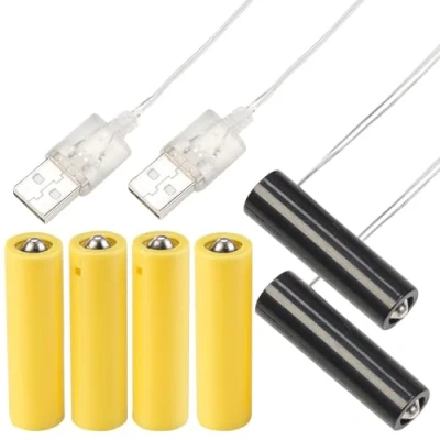 Afbeelding van 2 USB adapters met AA dummy batterijen voor continue stroomvoorziening [revolt]