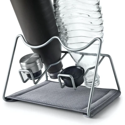 Afbeelding van Tomado Metaltex Afdruiprek Voor 2 flessen Inclusief afdruipmat Sodatex water en thermosflessen Video