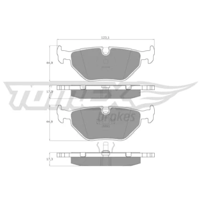 Afbeelding van TOMEX brakes TX 10 70 Remblokkenset Achteras Geschikt voor slijtage waarschuwingscontact BMW: Z3 Roadster, 5 Saloon, 3 Coupe