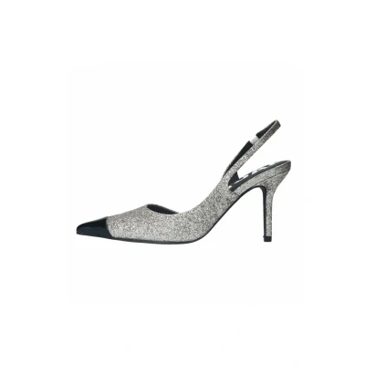 Afbeelding van Sacha Dames Zilveren glitter slingback pumps Maat 36